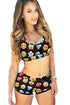 Sexy Funny Emoji Print Sporty Bathing Suit